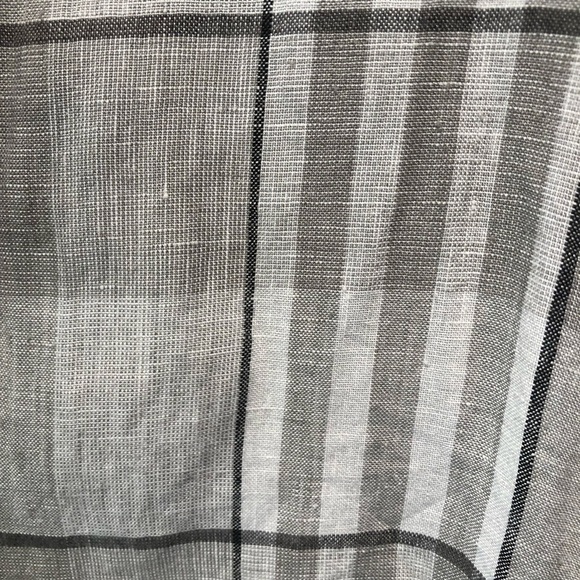 Perry Ellis 100% linen subtle grey taupe plaid long sleeve  Shirt XXL - Picture 4 of 9